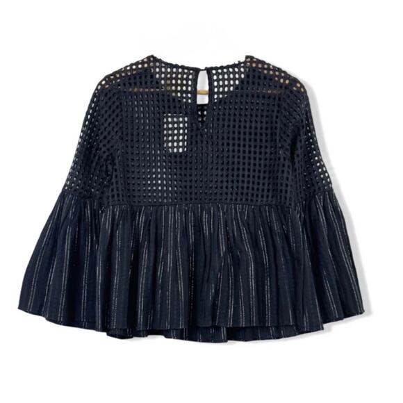 Anthropologie Maeve Alameda Black Beaded Silver Threaded Peplum Size 6 - Picture 7 of 7